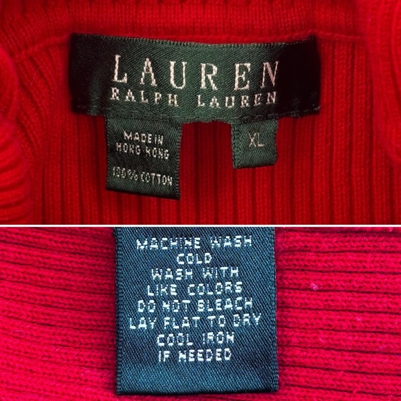 Lauren Ralph Lauren Red Ribbed Turtleneck Sweater Sz. XL RLL - Picture 5 of 8